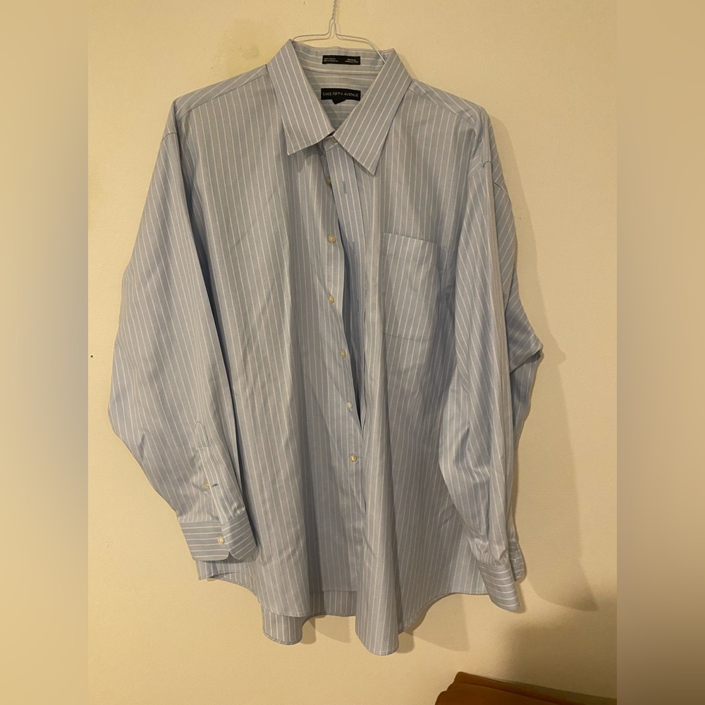 Saks Fifth Ave Big & Tall blue and light pink striped button down